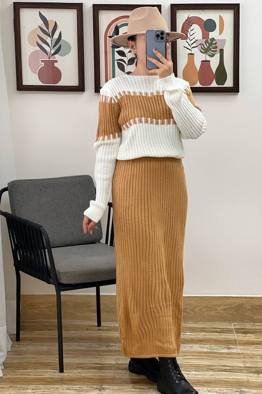 ست پلیور و دامن برند shein کد 3334