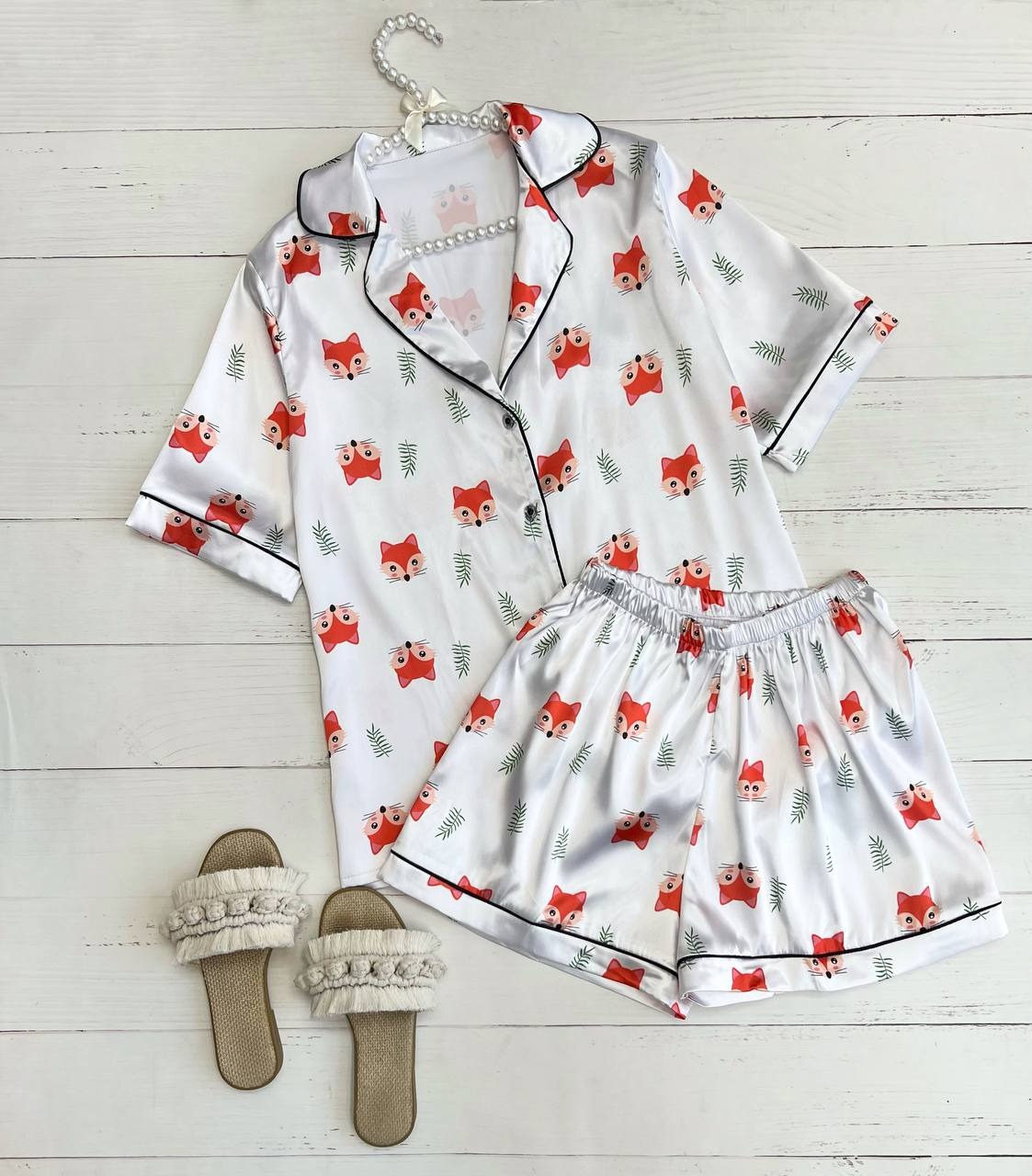 ست پیراهن و شلوارک ساتن کد 3339