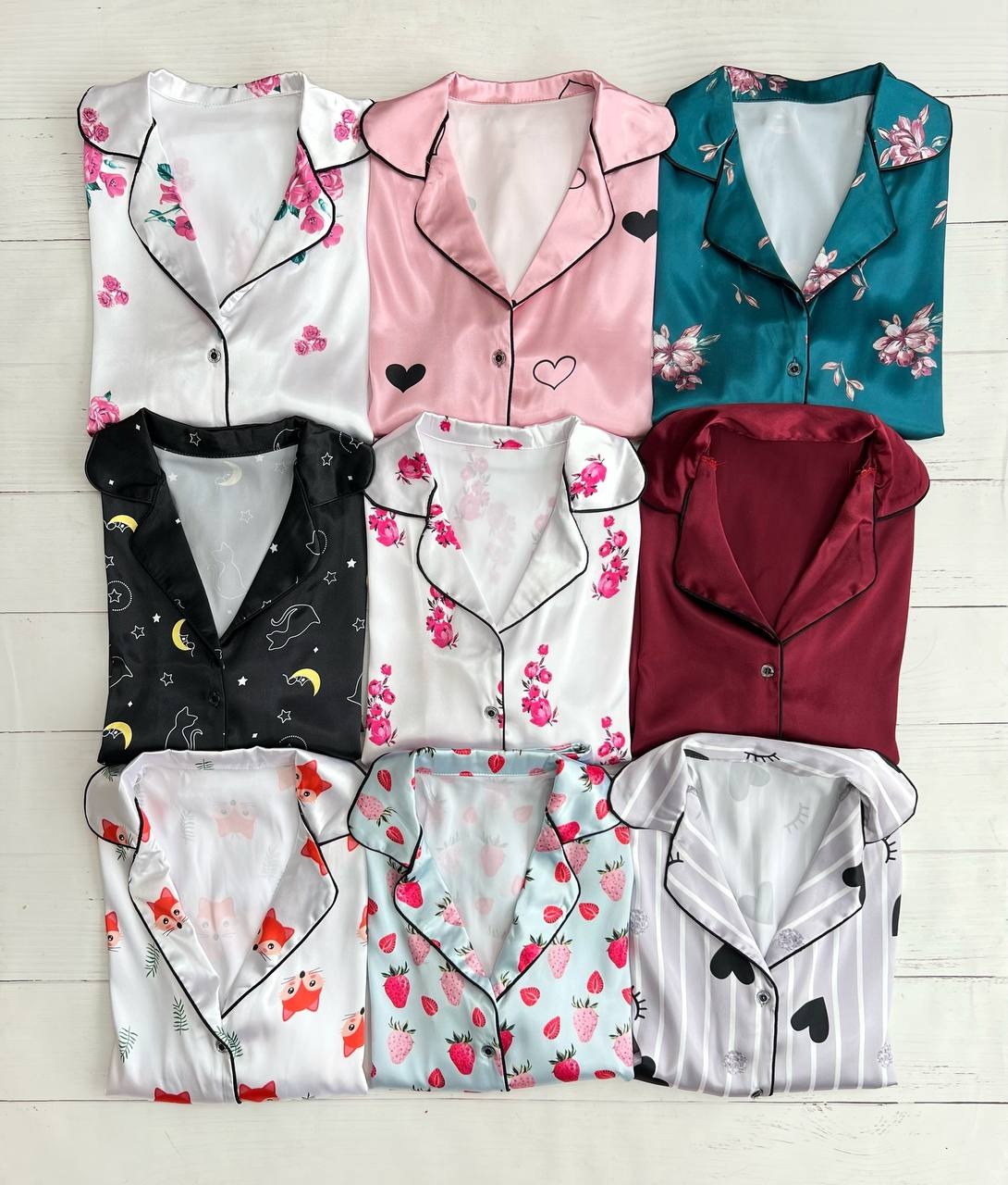 ست پیراهن و شلوارک ساتن کد 3339