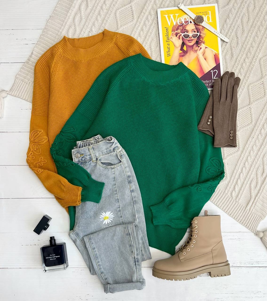 پلیور بافت استین نوار دوزی 2 کد 3342