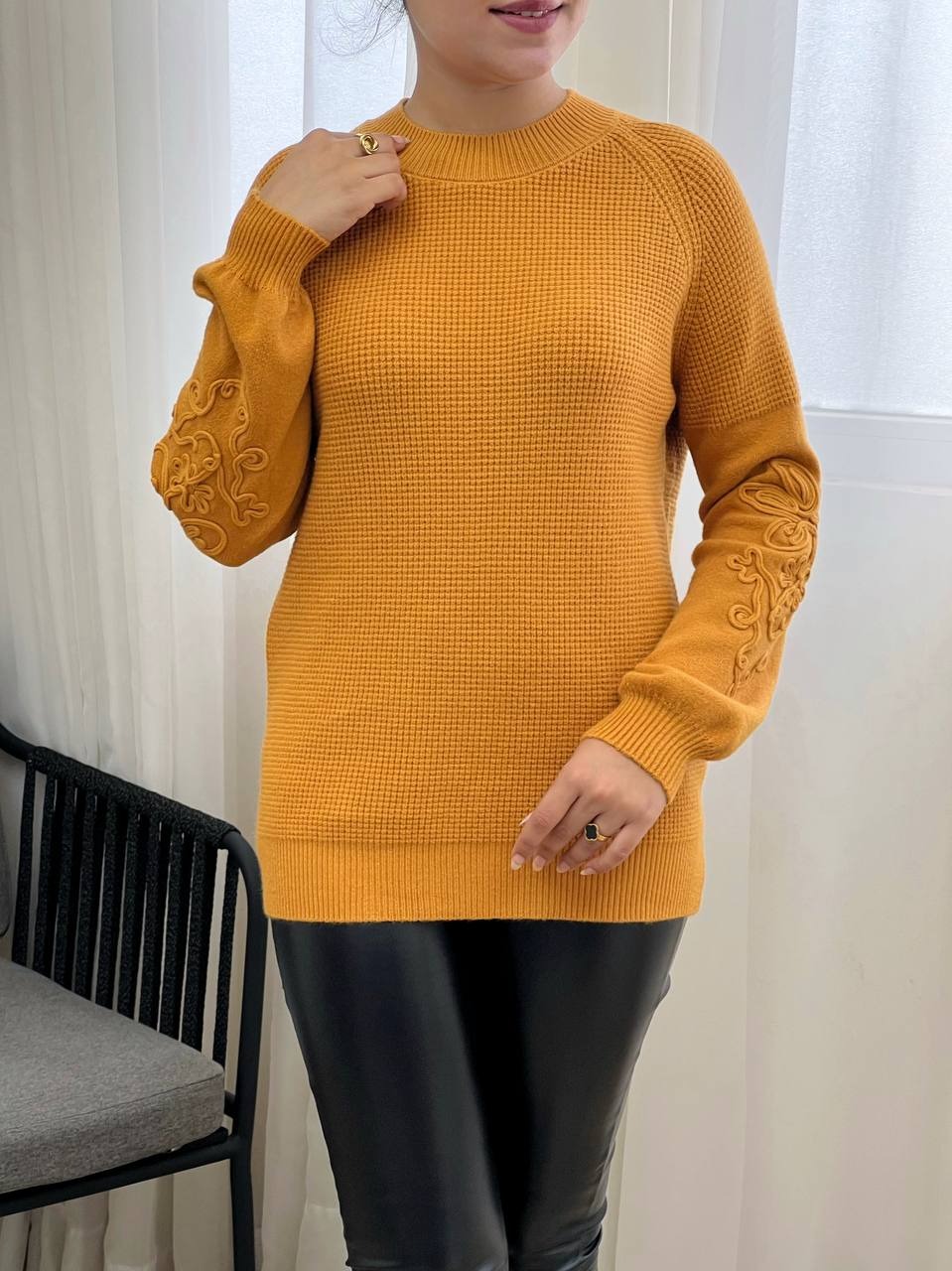 پلیور بافت استین نوار دوزی 2 کد 3342