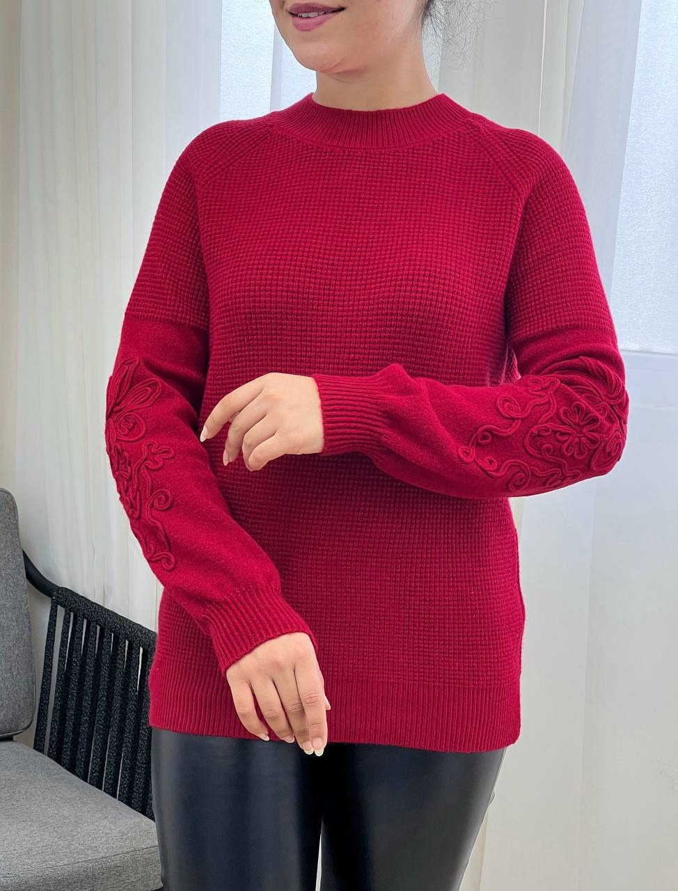 پلیور بافت استین نوار دوزی 2 کد 3342