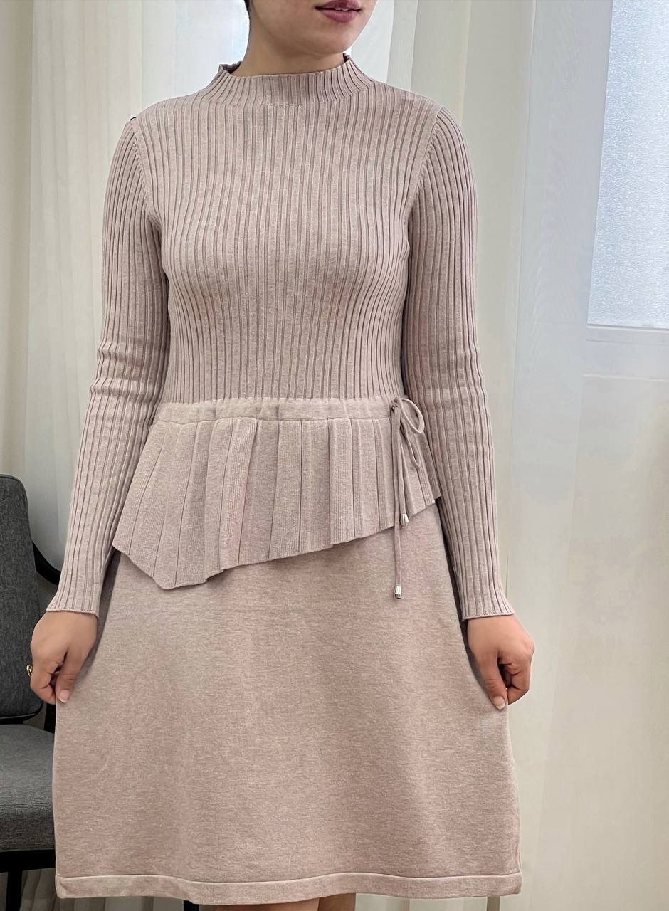 پیراهن بافت کمر چین بلند کد 3343