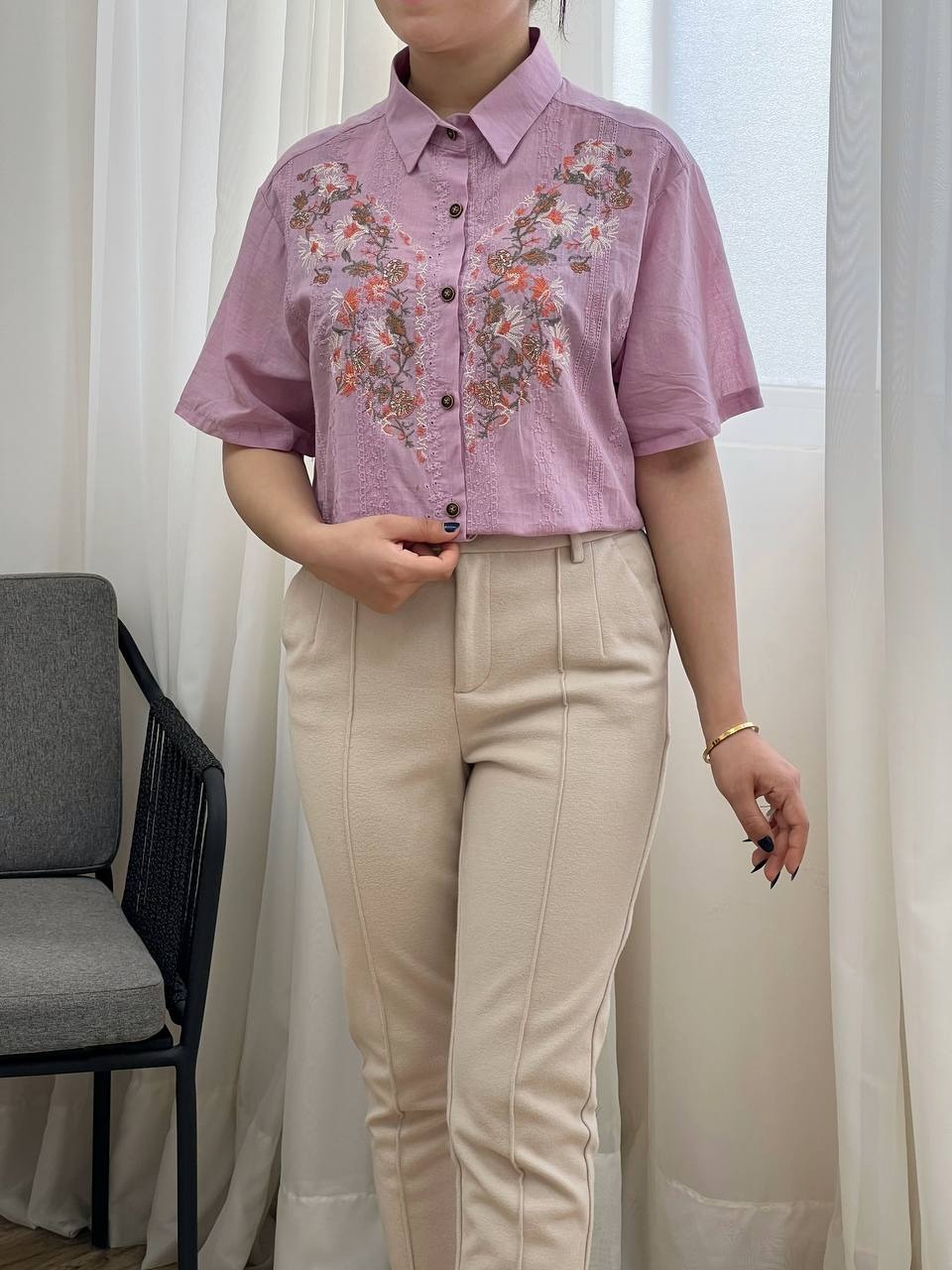 شومیز نخ خامه دوزی گلدوزی مدل 2 کد 3344