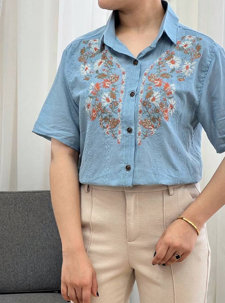 شومیز نخ خامه دوزی گلدوزی مدل 2 کد 3344