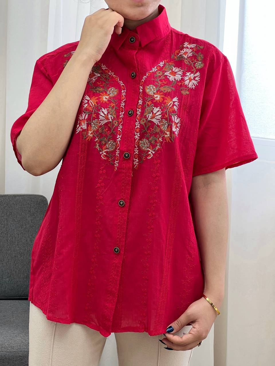 شومیز نخ خامه دوزی گلدوزی مدل 2 کد 3344