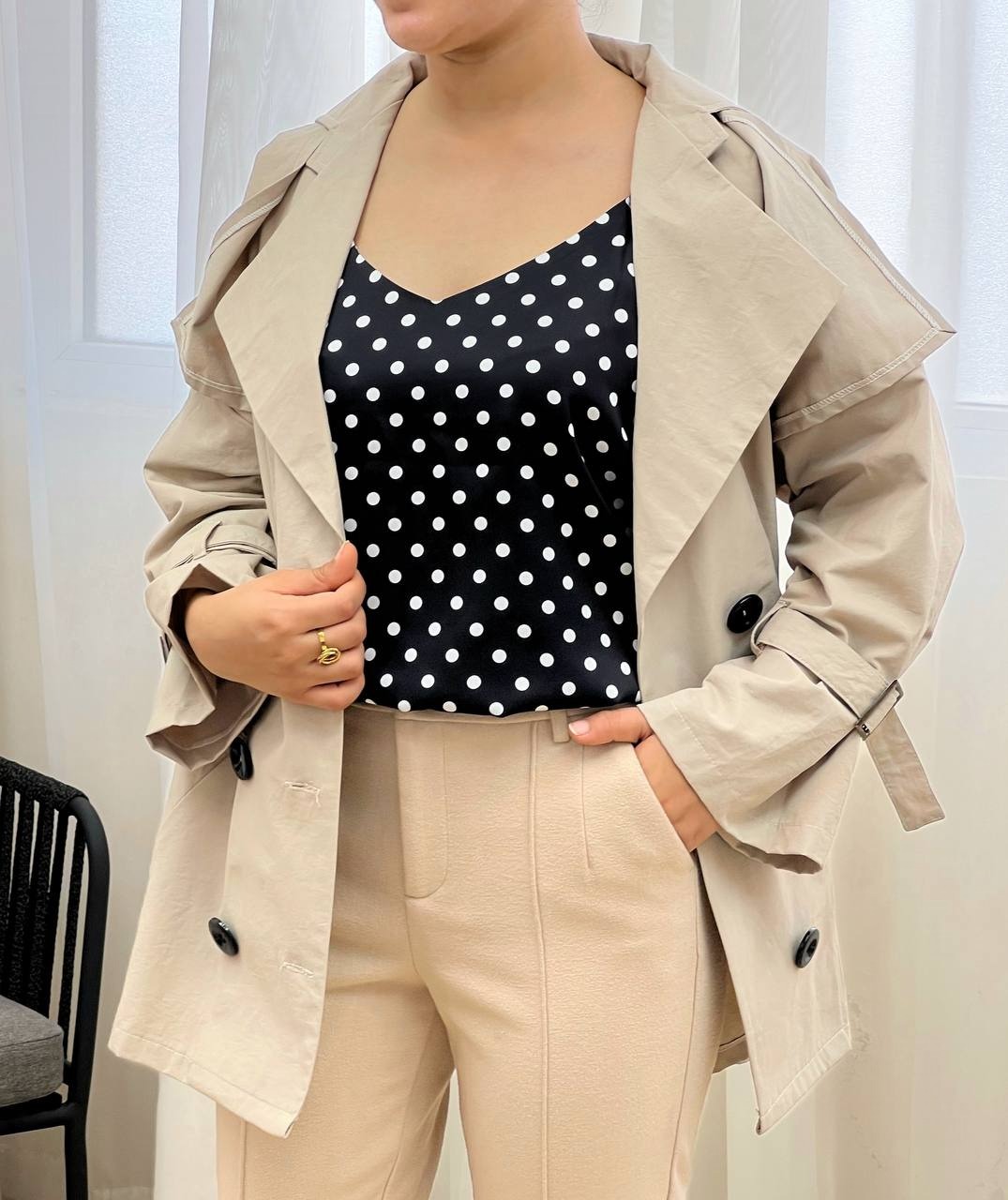 تاپ ساتن خالخالی کد 3346