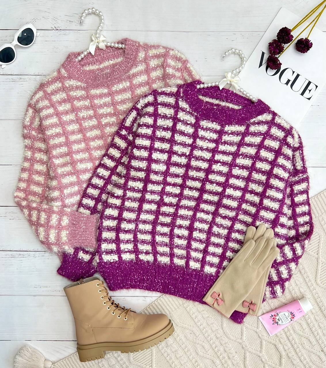 پلیور بافت موهر سه رنگ کد 3347