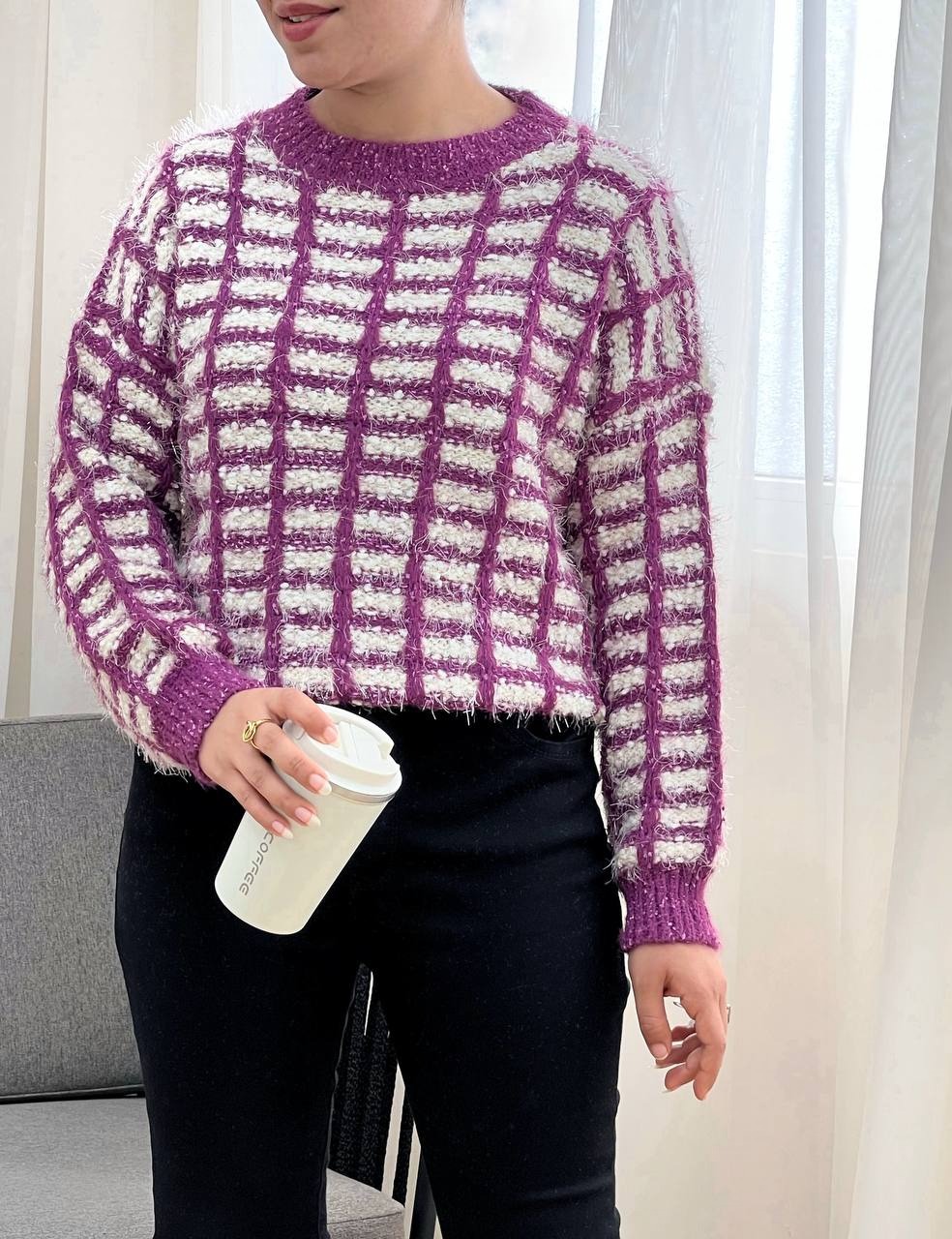 پلیور بافت موهر سه رنگ کد 3347