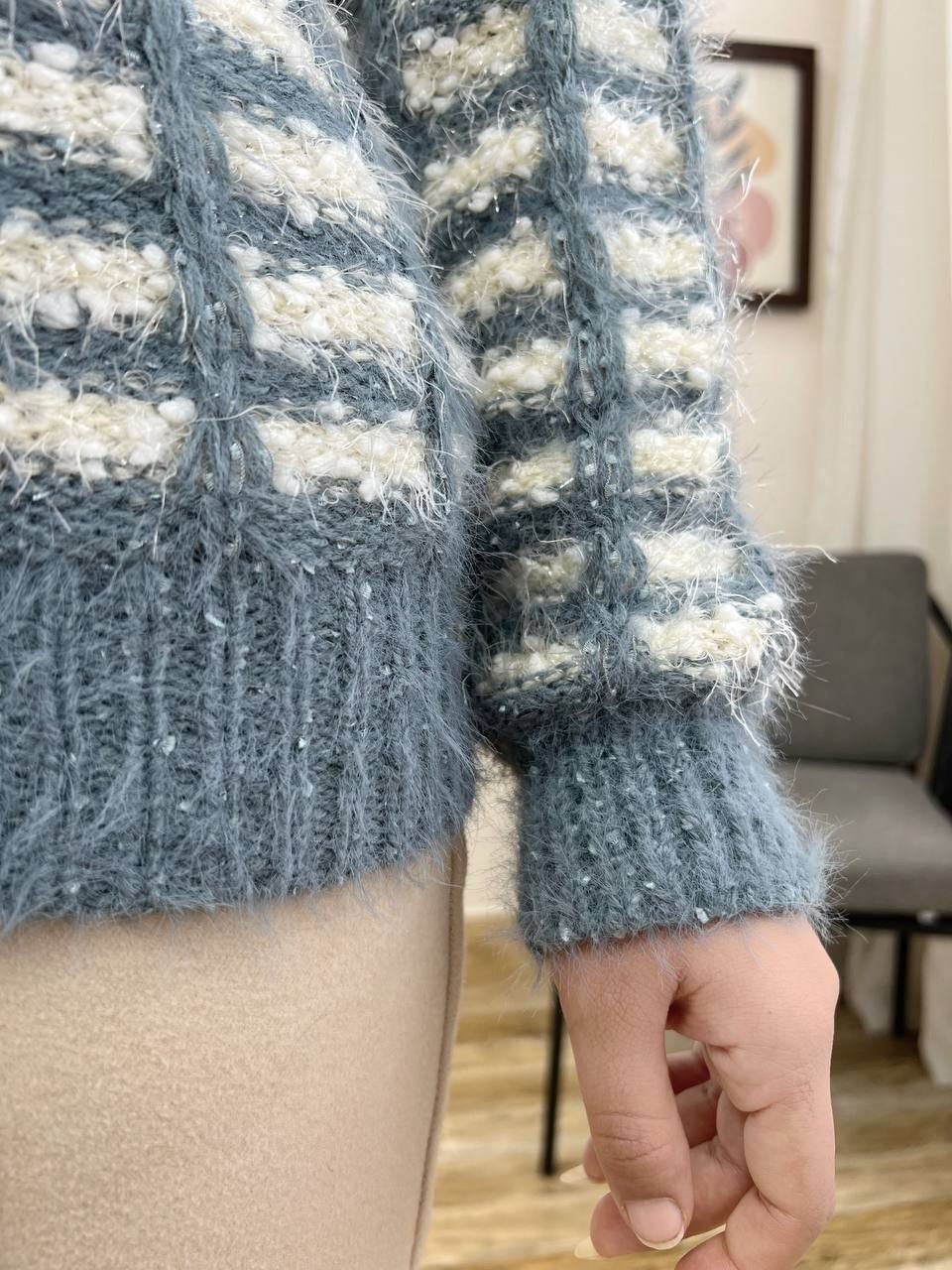 پلیور بافت موهر سه رنگ کد 3347