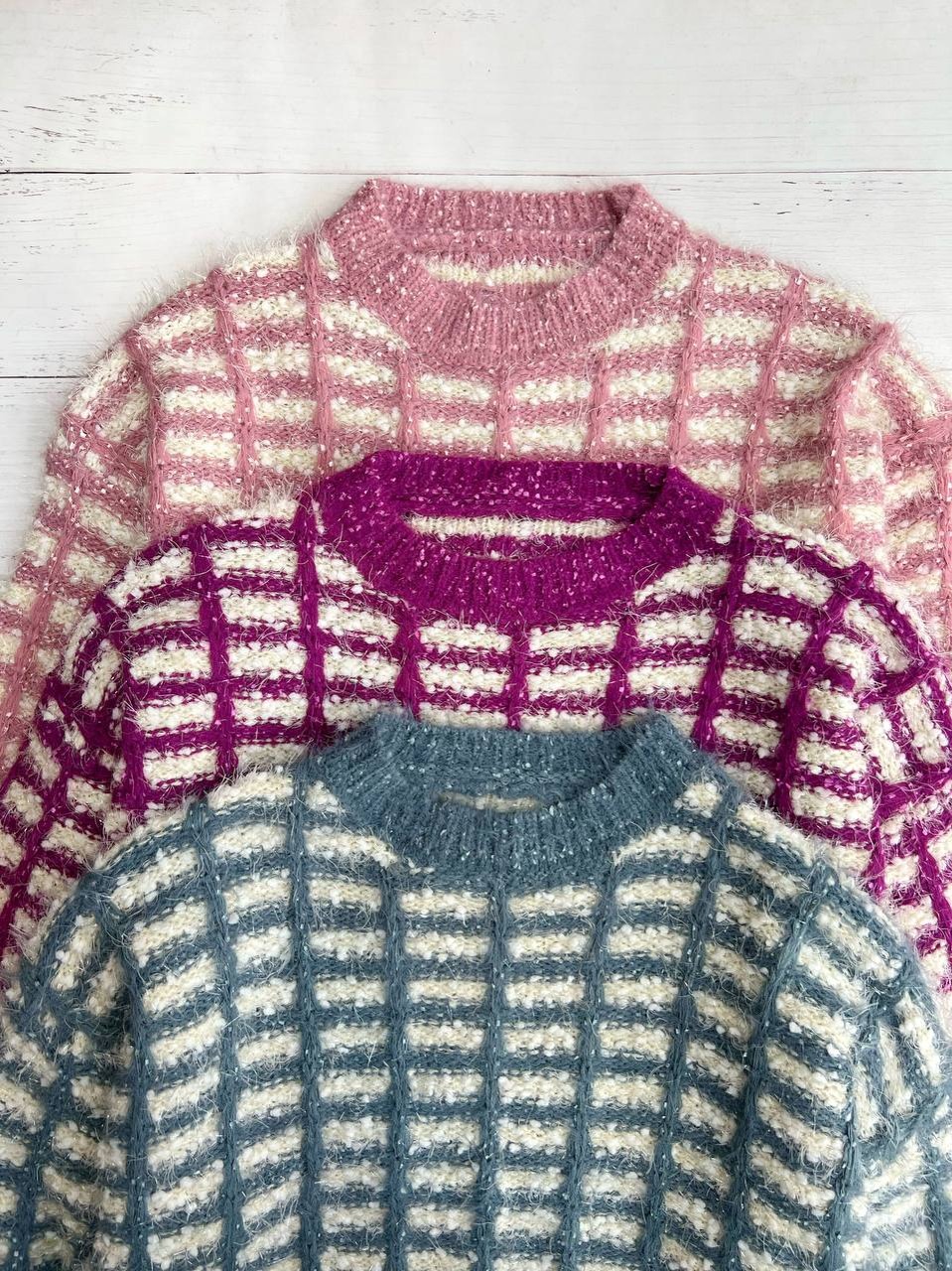 پلیور بافت موهر سه رنگ کد 3347