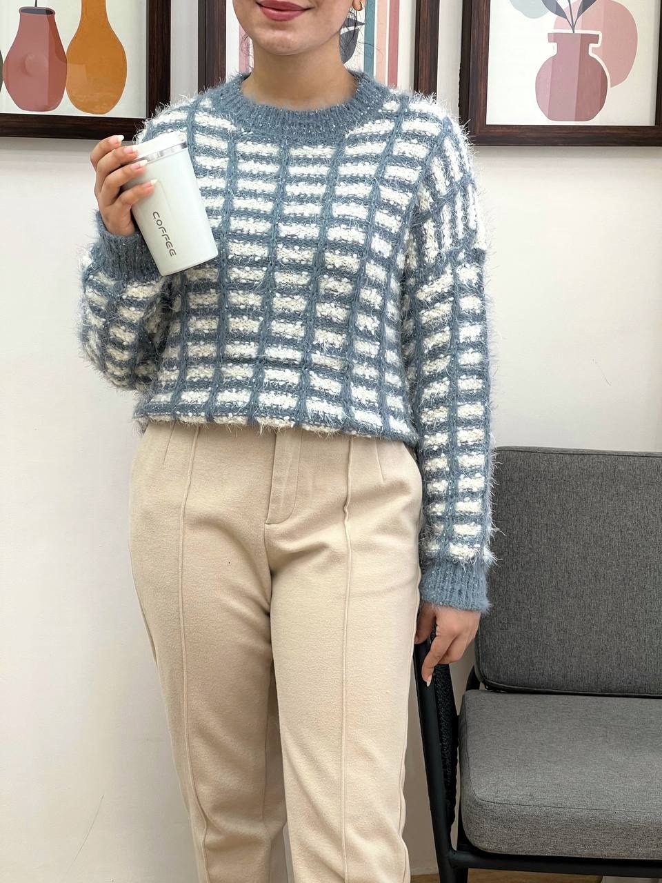 پلیور بافت موهر سه رنگ کد 3347