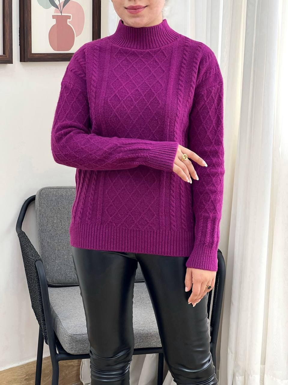 پلیور بافت زنجیری مدل 3 کد 3353