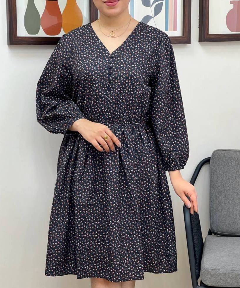 پیراهن گل ریز کمر کش کد 3355