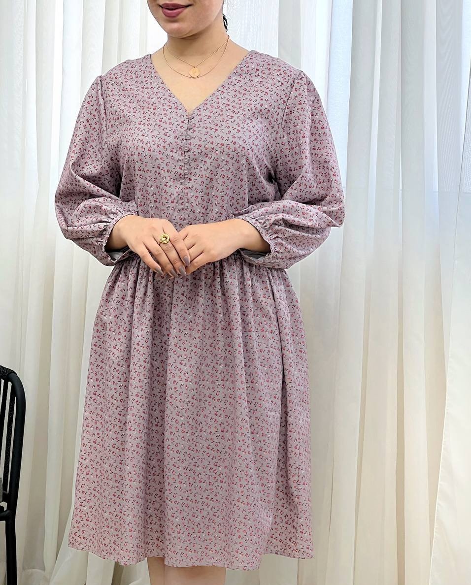 پیراهن گل ریز کمر کش کد 3355