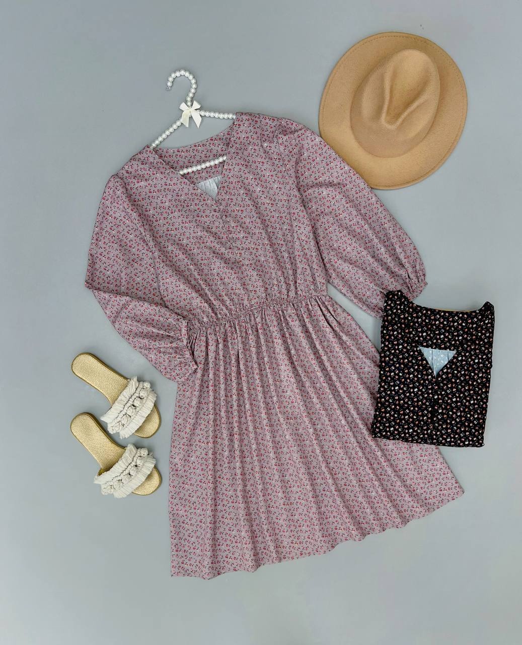 پیراهن گل ریز کمر کش کد 3355