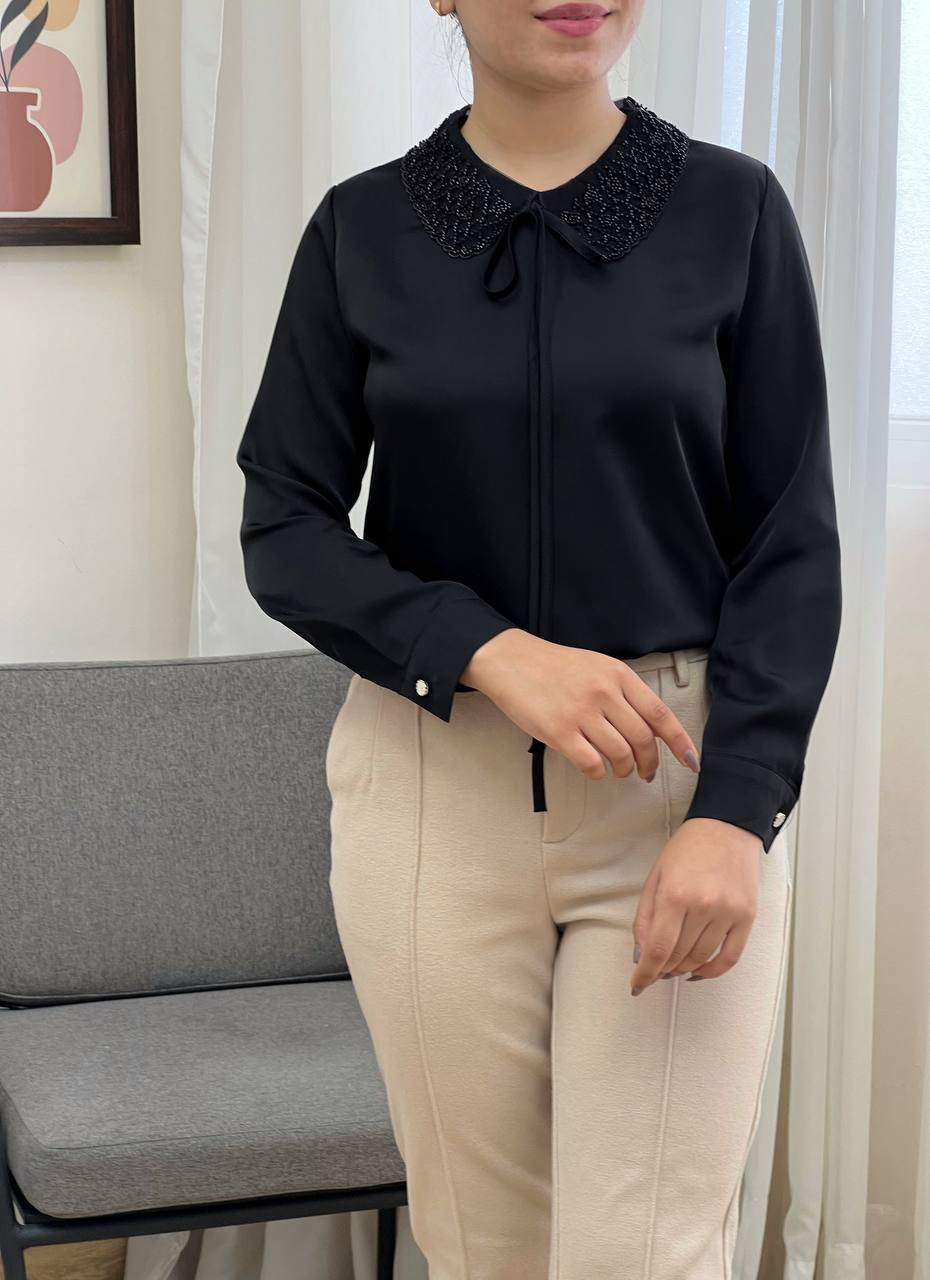 شومیز ساتن منجوق دوزی کد 3369