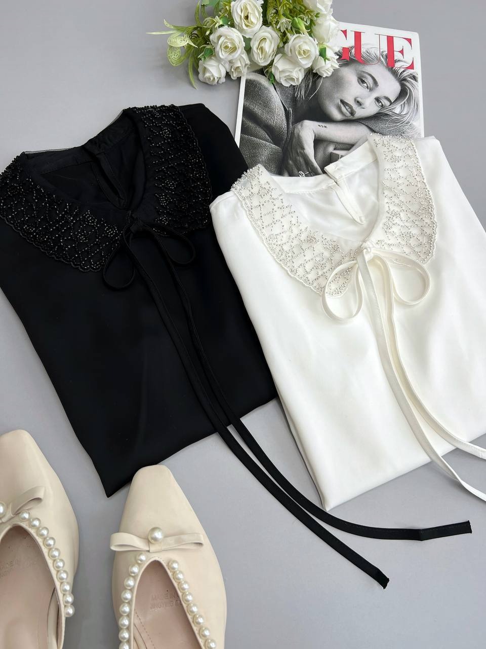 شومیز ساتن منجوق دوزی کد 3369