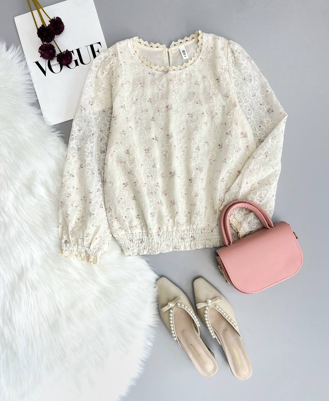 شومیز خامه دوزی آستردار کد 3373