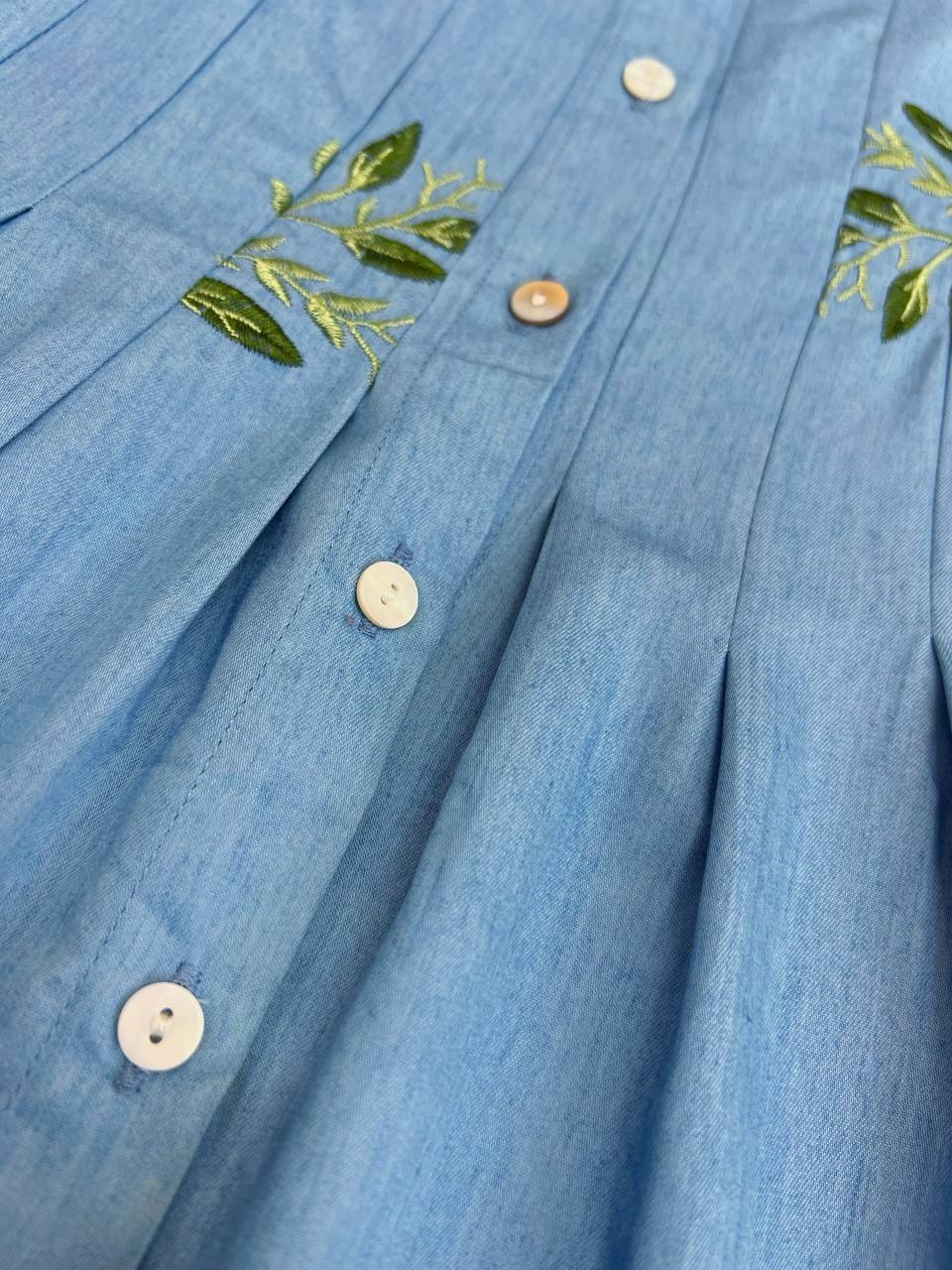 تاپ جین کاغذی گلدوزی شده کد 3374