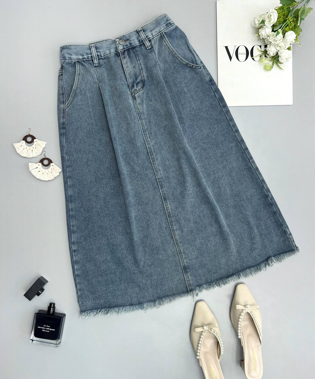 دامن جین پیلی دار کد 3375