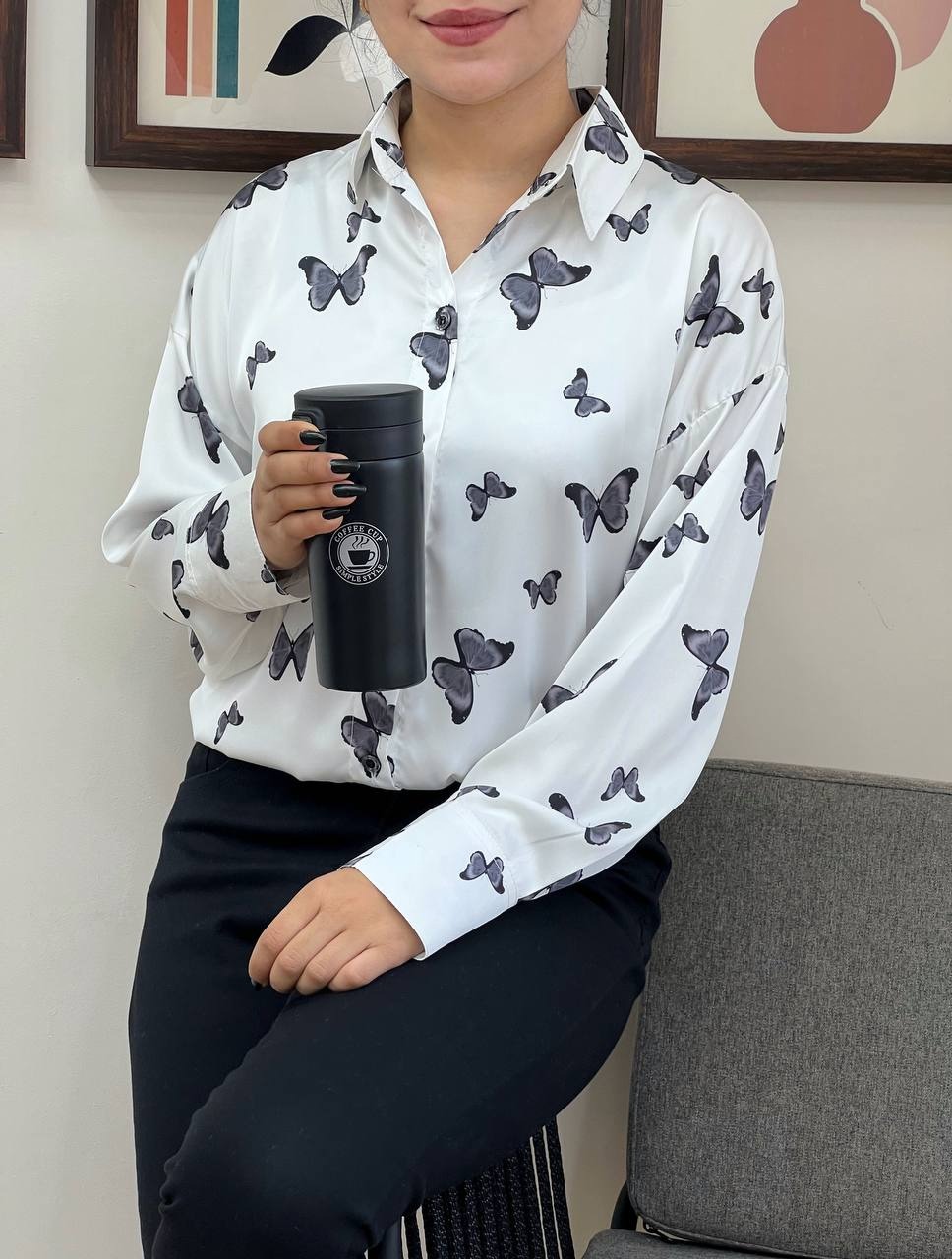 شومیز ساتن طرحدار کد 3376