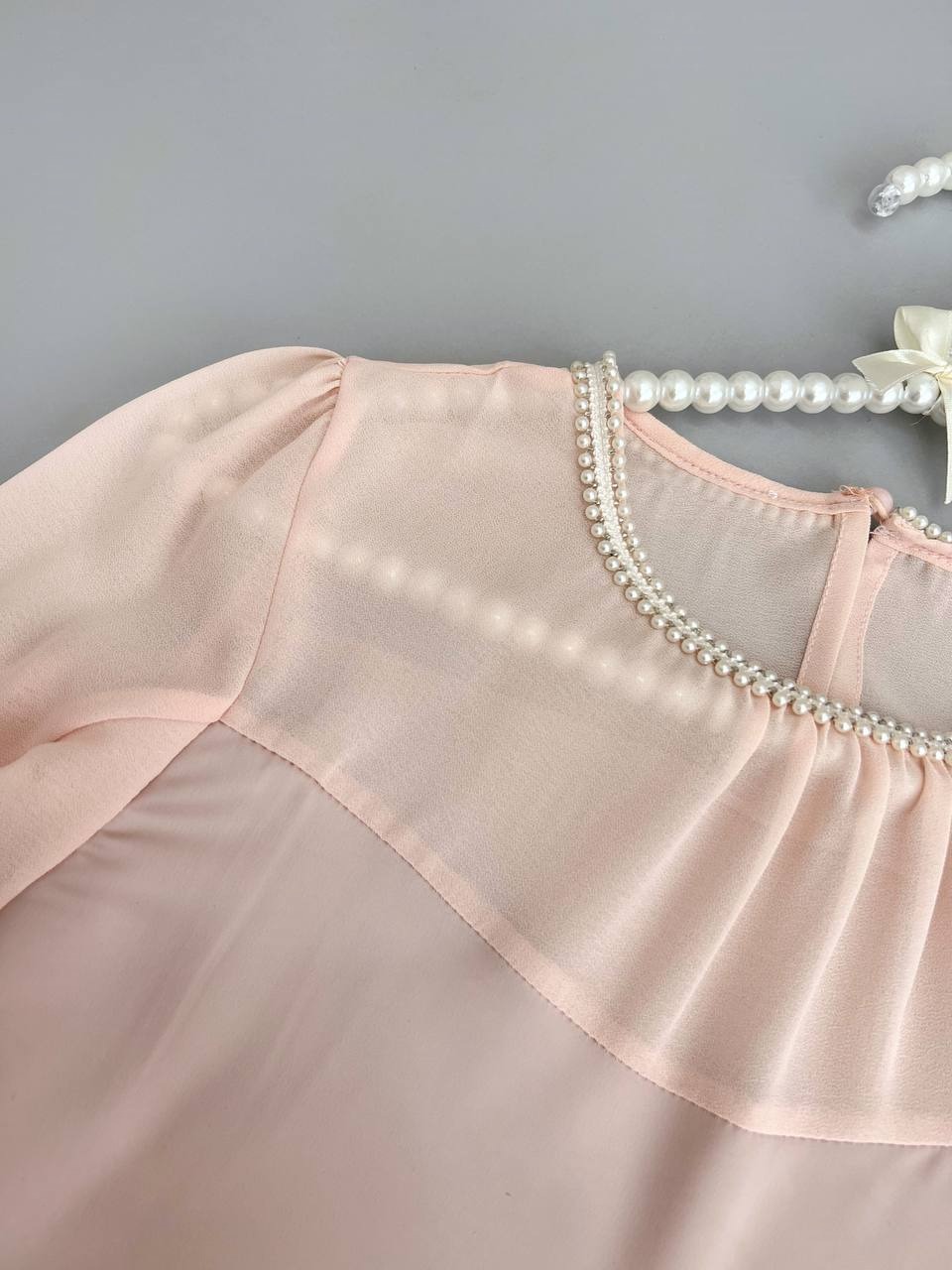 شومیز یقه مروارید آستین چین کد3377