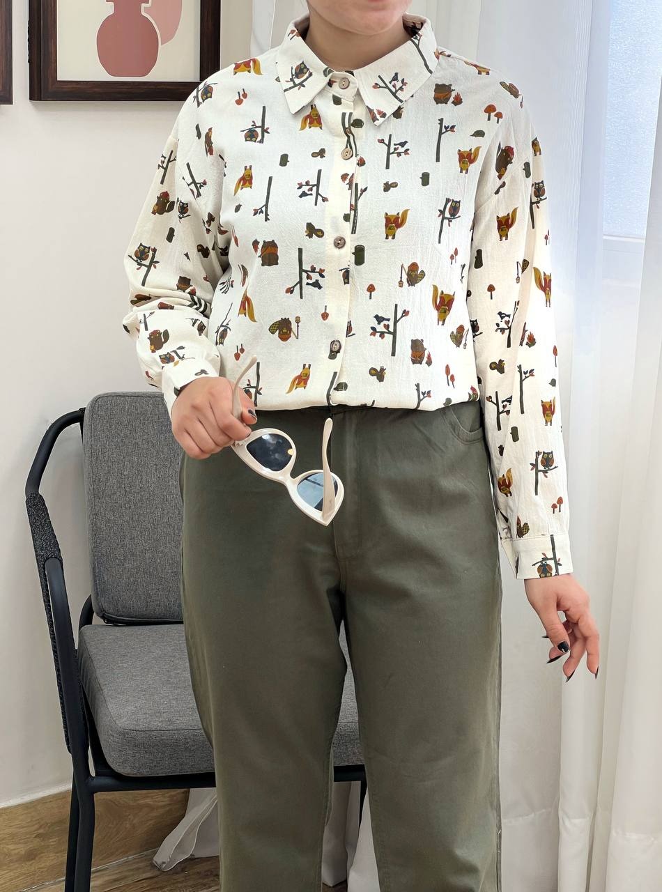 شومیز کنف طرحدار جغد کد 3378