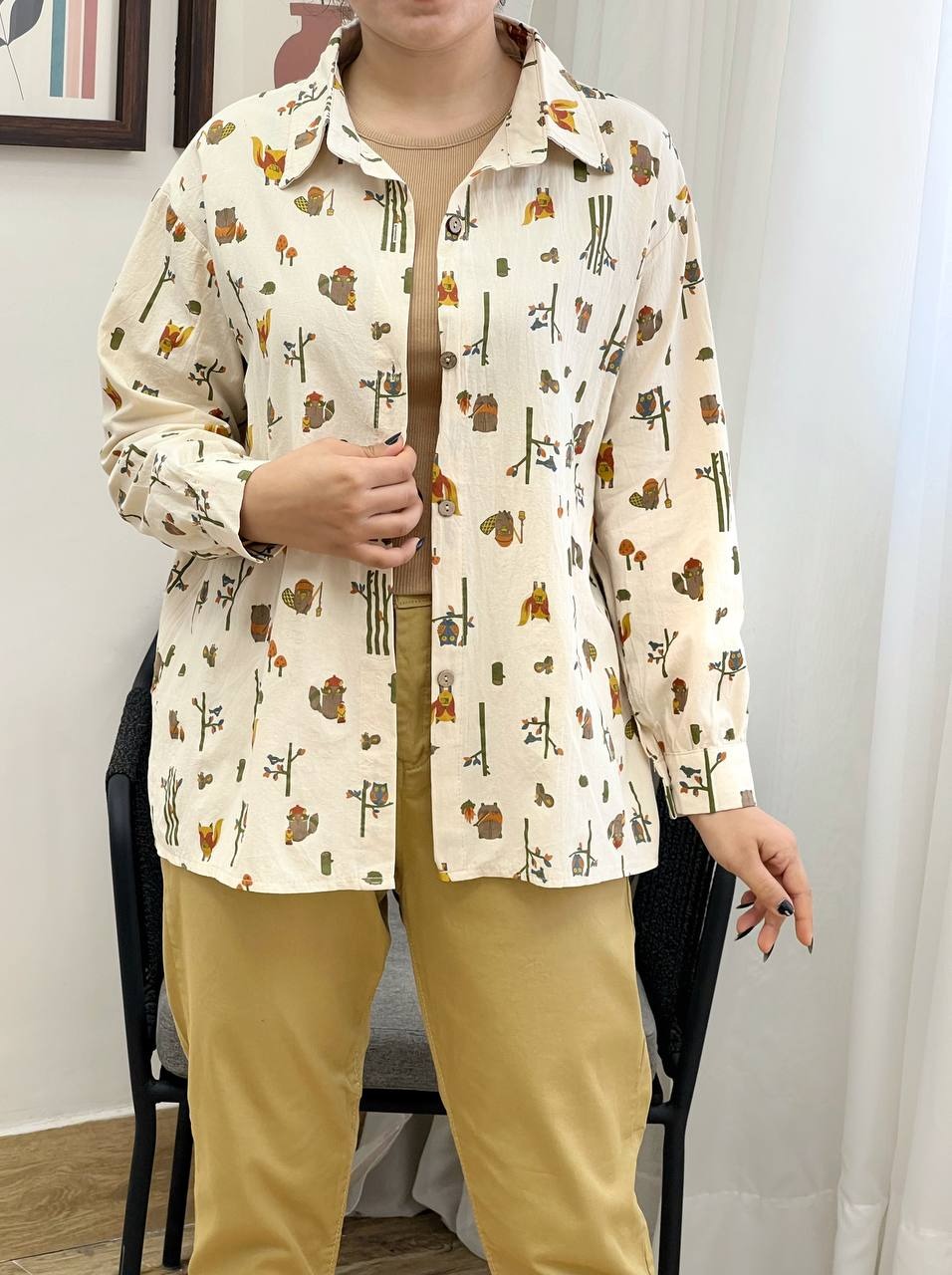 شومیز کنف طرحدار جغد کد 3378