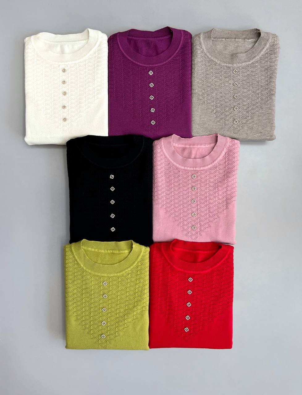 پلیور بافت 5 دکمه یقه گرد کد3380