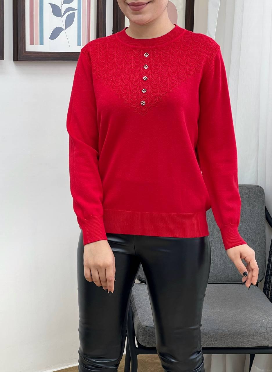 پلیور بافت 5 دکمه یقه گرد کد3380