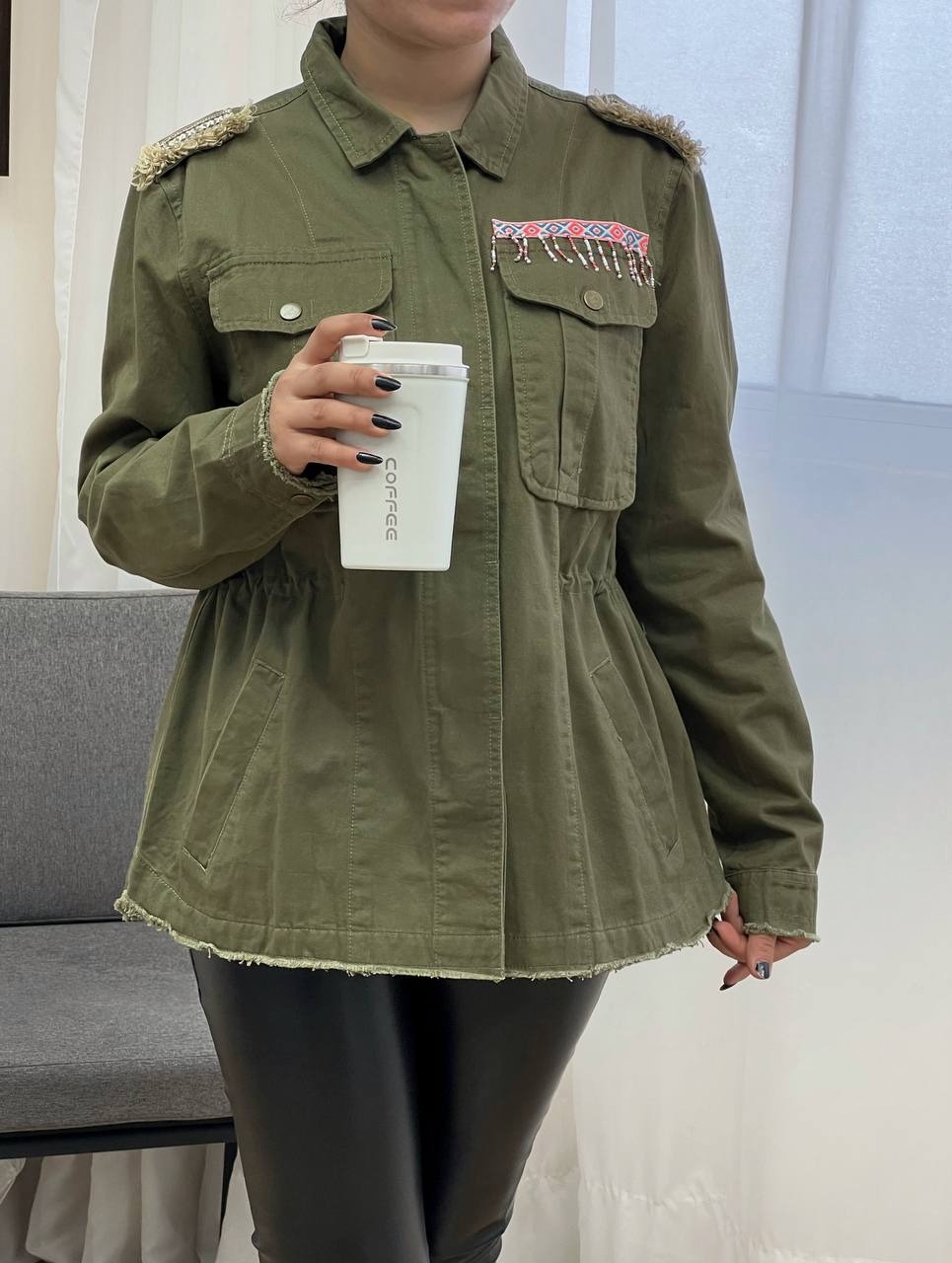 کت کتان جین کمر گتر کد 3381