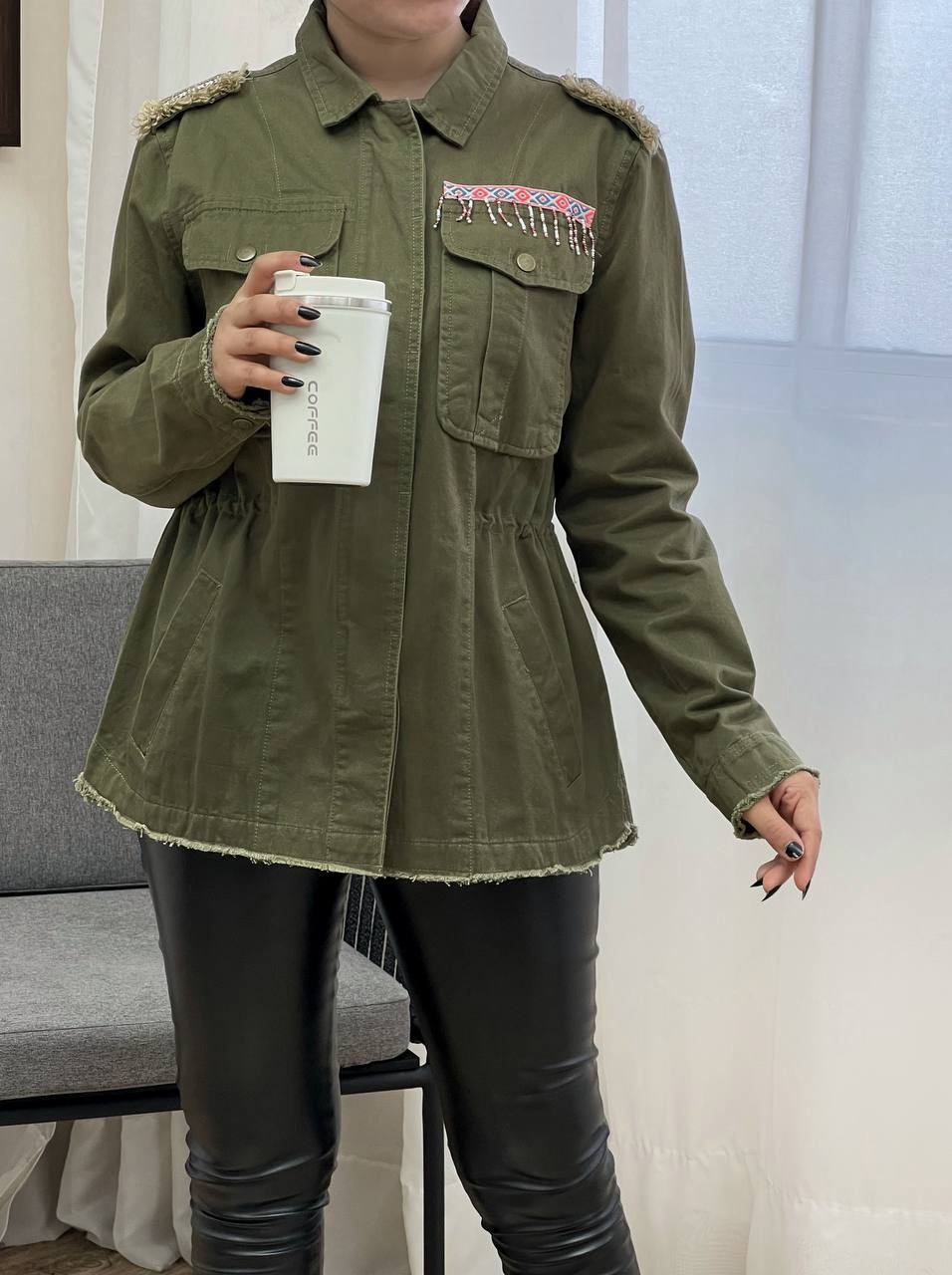 کت کتان جین کمر گتر کد 3381