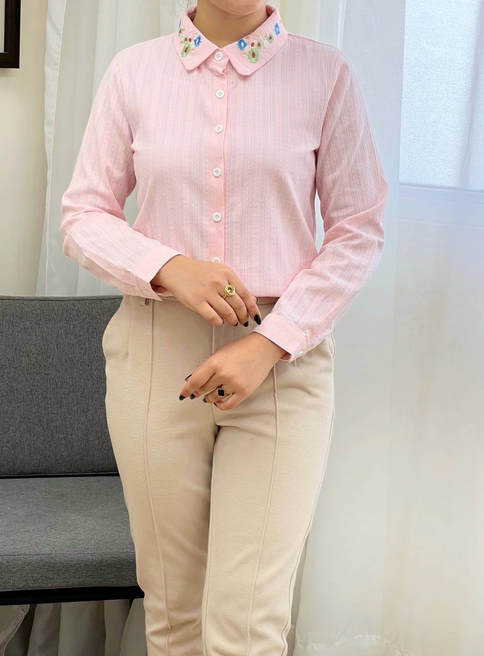 شومیز یقه ب ب گلدوزی کد 3386