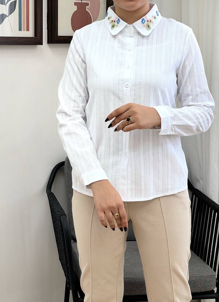 شومیز یقه ب ب گلدوزی کد 3386