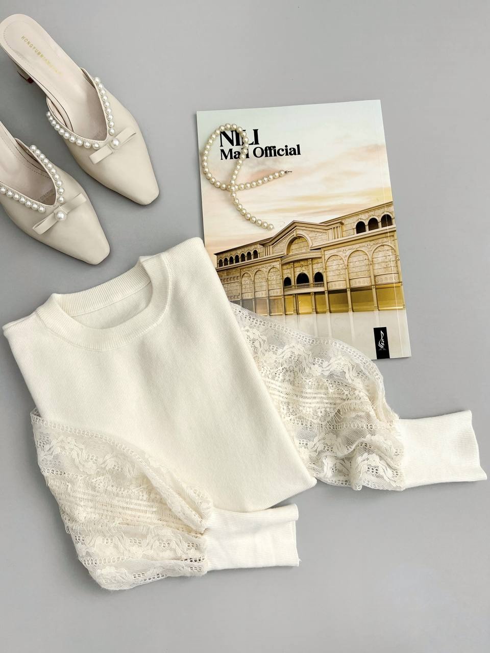 پلیور بافت آستین گیپور کد 3389