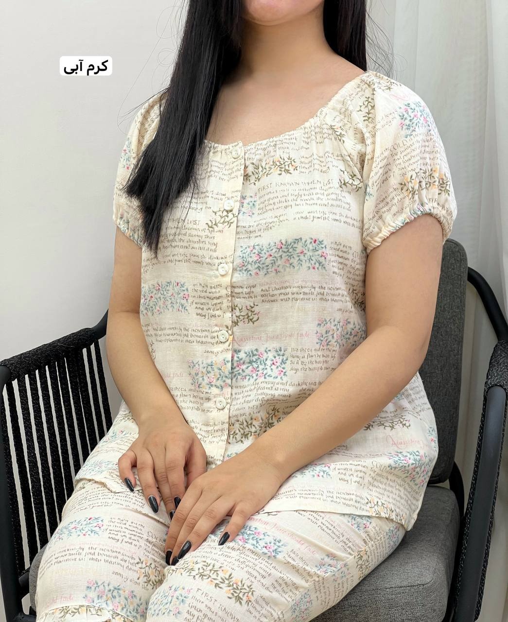 ست بلوز و شلوارک گل ریز کد 3396