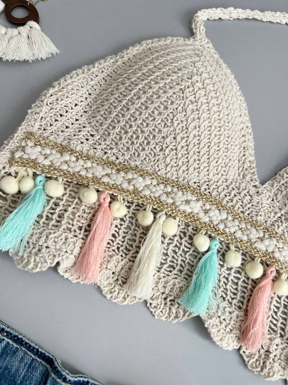 نیم تنه قلاب بافی دو رنگ کد 3397