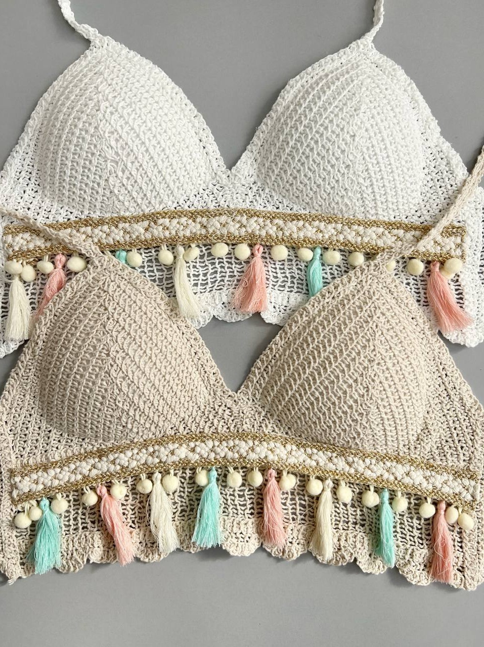 نیم تنه قلاب بافی دو رنگ کد 3397