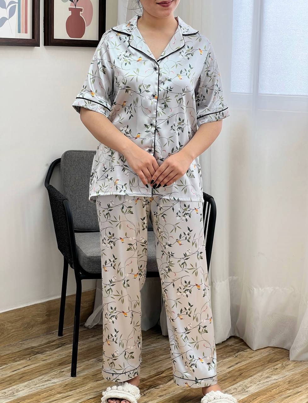 ست پیراهن و شلوار ساتن کد 3400