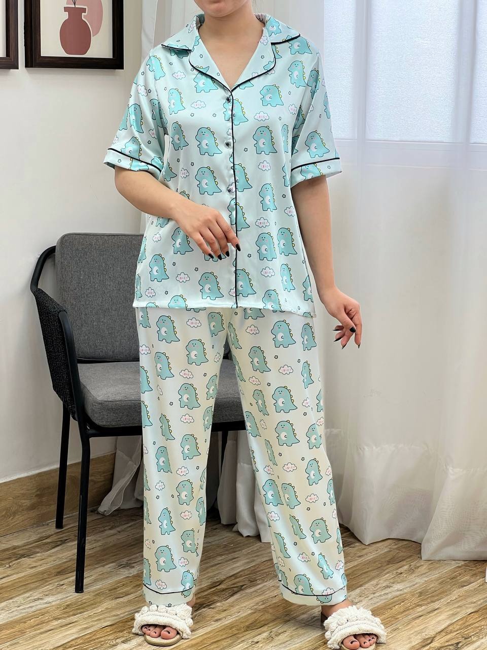 ست پیراهن و شلوار ساتن کد 3400