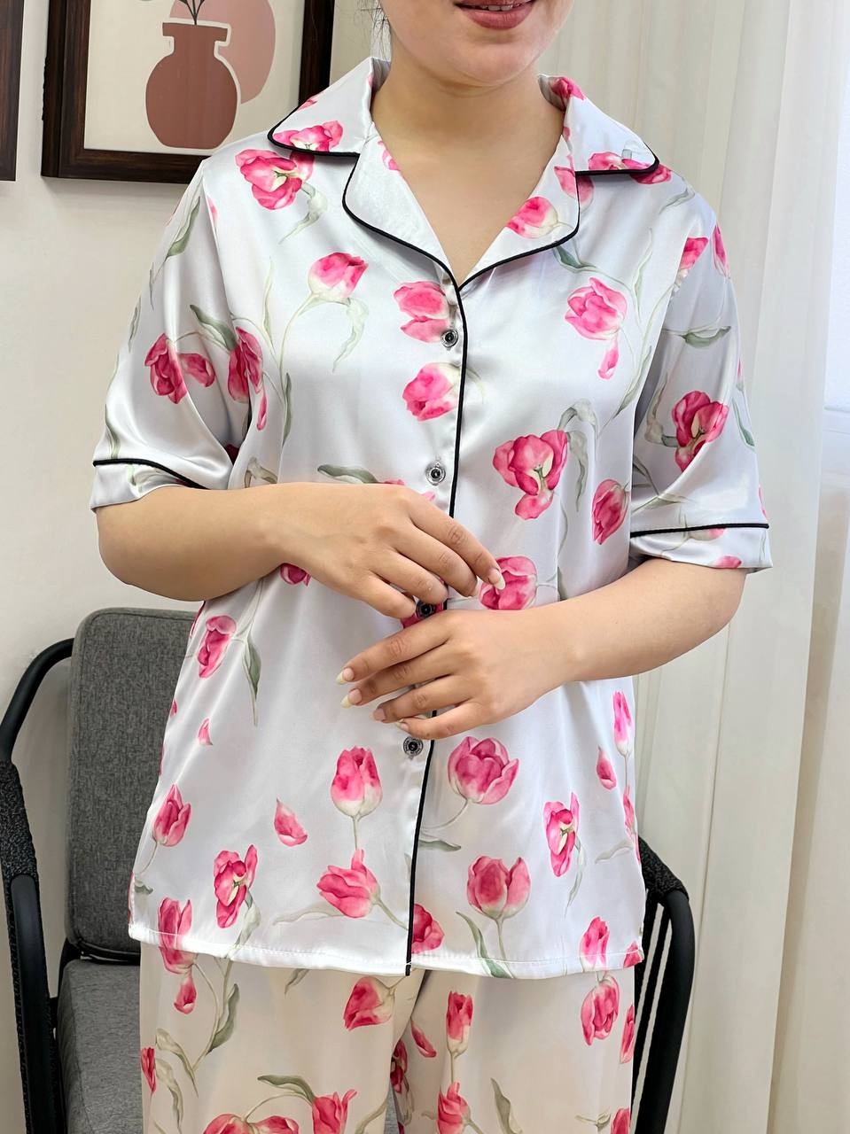 ست پیراهن و شلوار ساتن کد 3400