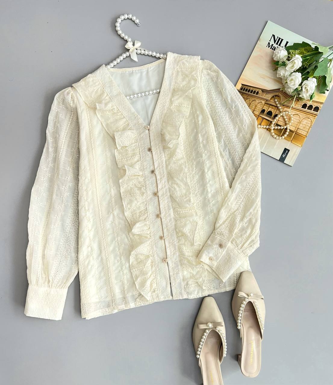 شومیز خامه دوزی جلو چین کد 3404