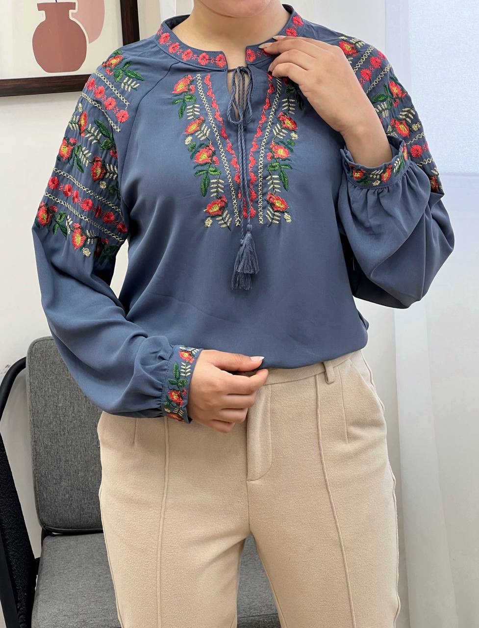 شومیز کرپ تمام گلدوزی کد 3405