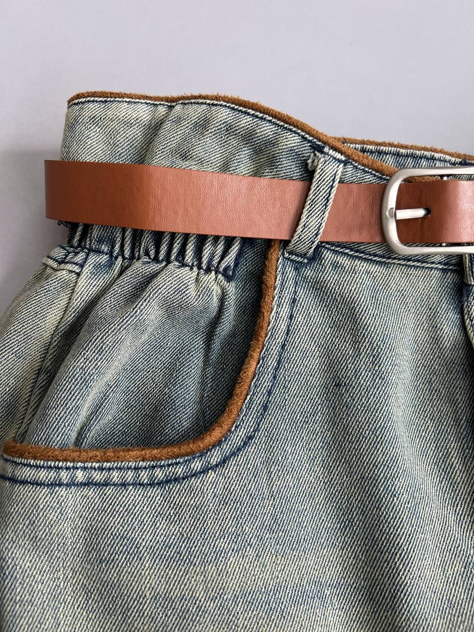 شلوارک جین بهمراه کمربند کد 3406