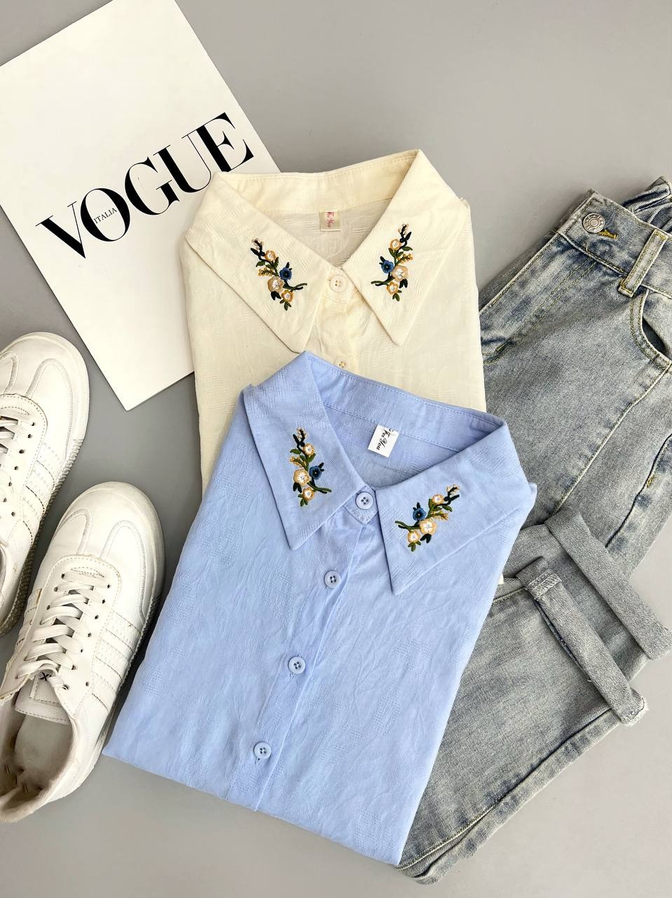 شومیز کتان نخ گل برجسته کد 3411