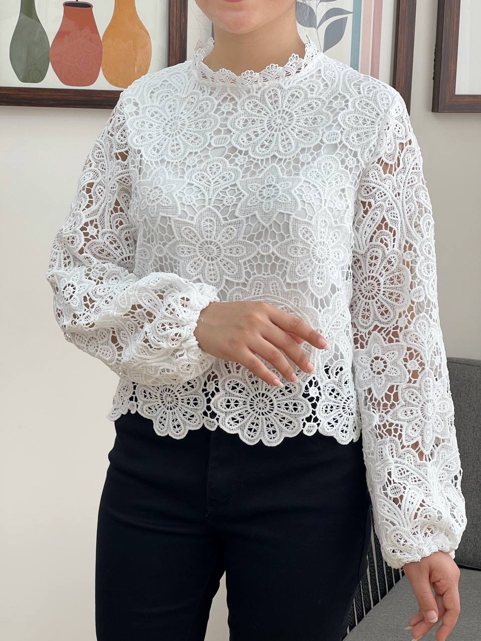 شومیز دانتل آستر دار کد 3412