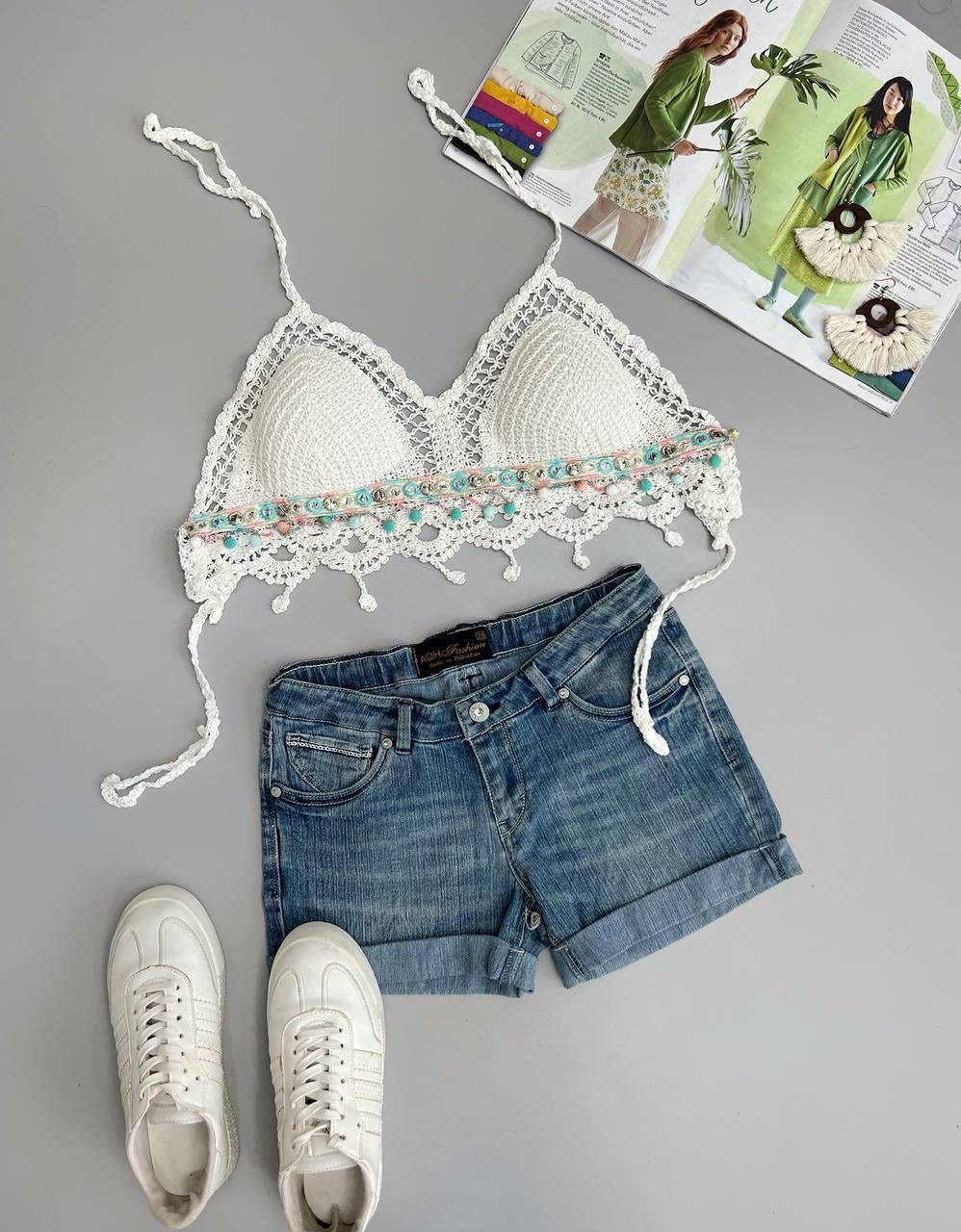 نیم تنه قلاب بافی مدل 2 کد 3414