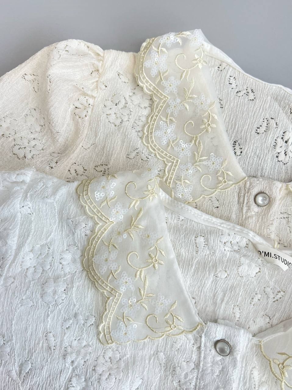 شومیز گل برجسته یقه پولک کد 3417