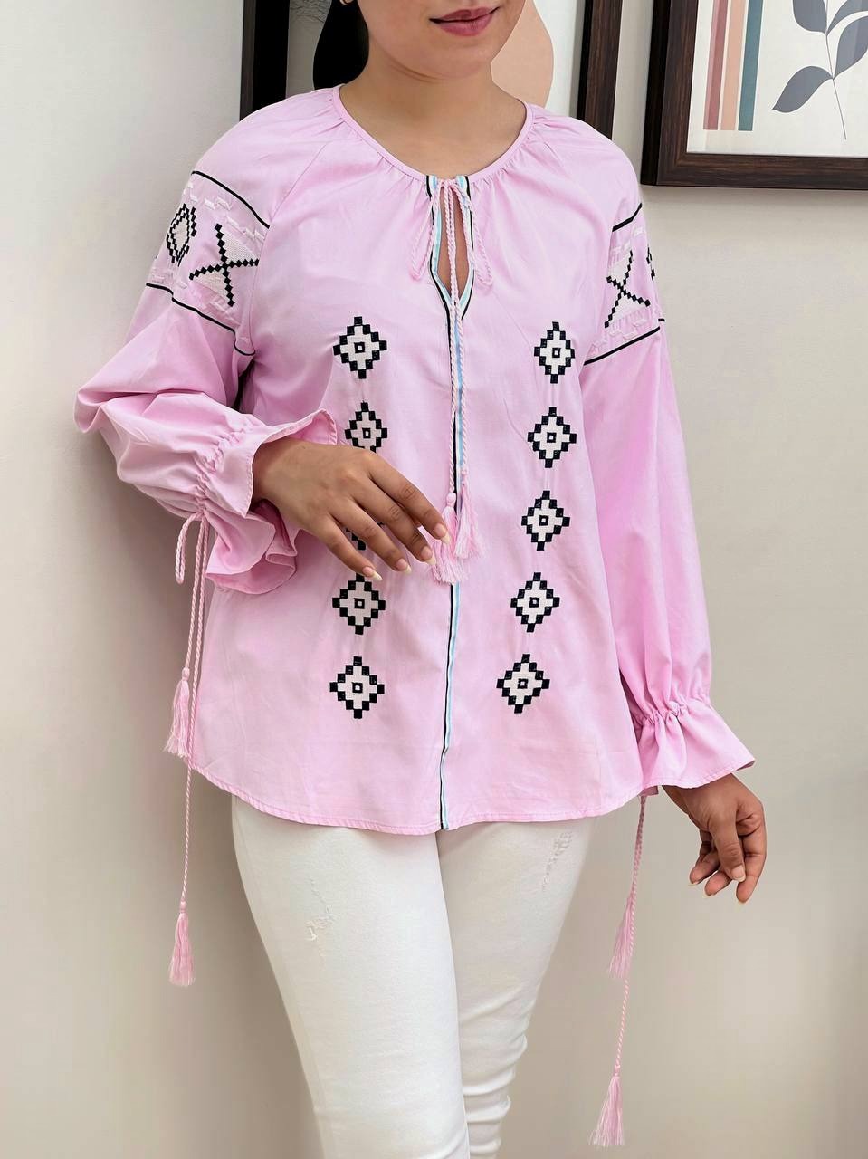 شومیز کتان نخ گلدوزی شده کد 3418